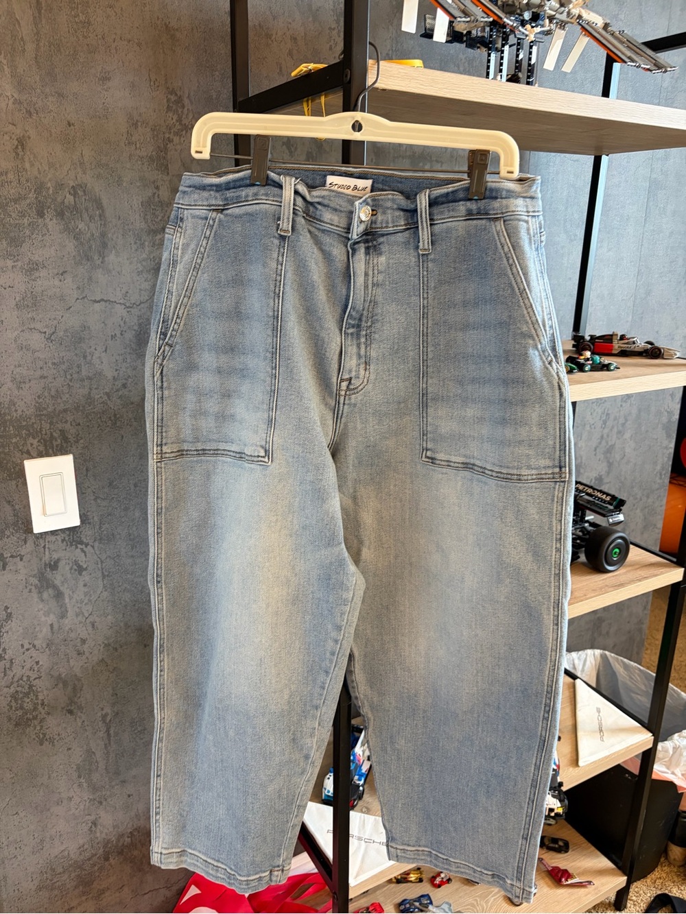 Studio Light Blue super high rise barrel  Jeans